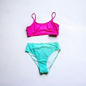 Women's 1X Shein Fuschia & Mint Two Piece 🩱